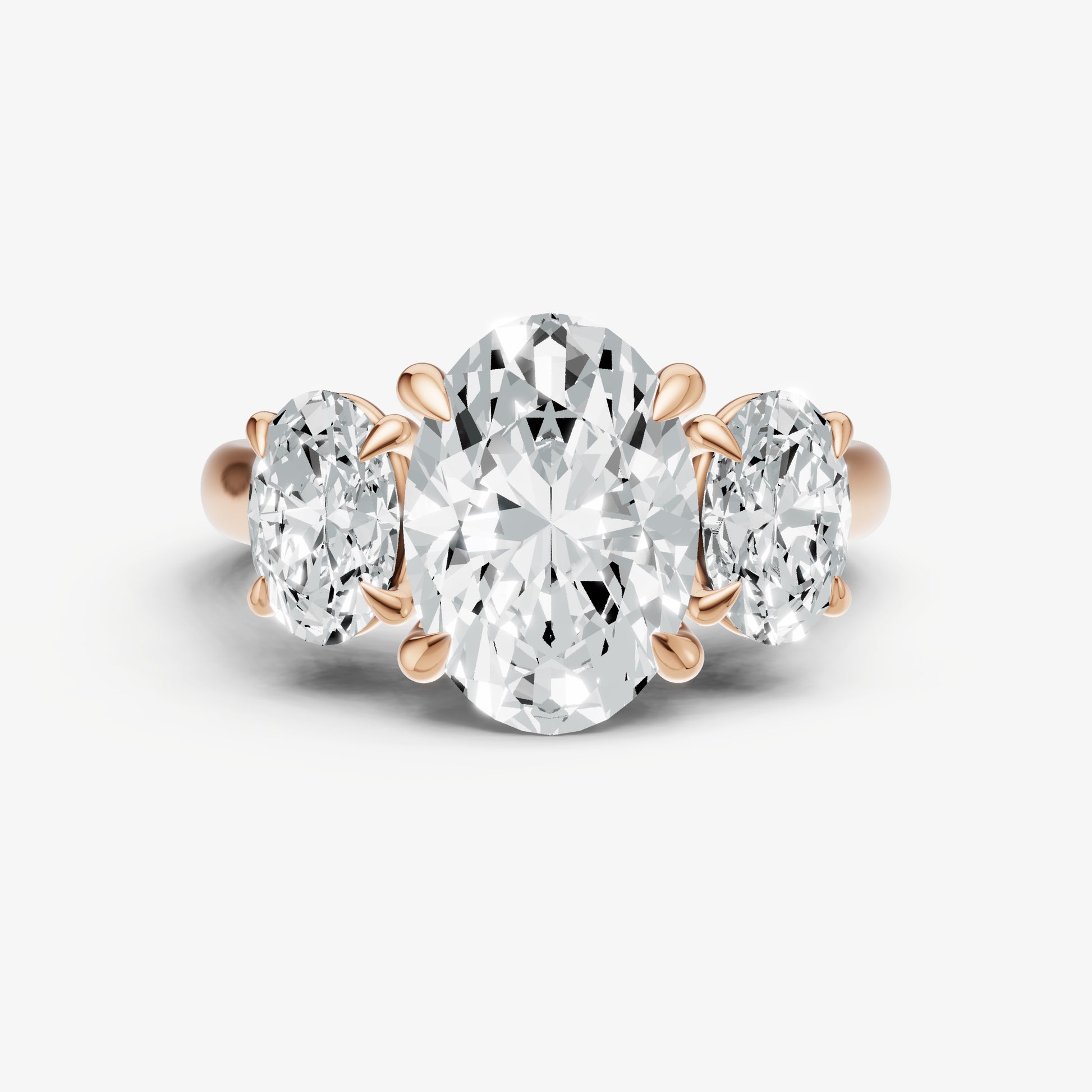Oval Trilogy Diamond Engagement Ring with 0.50ct Side Stones
