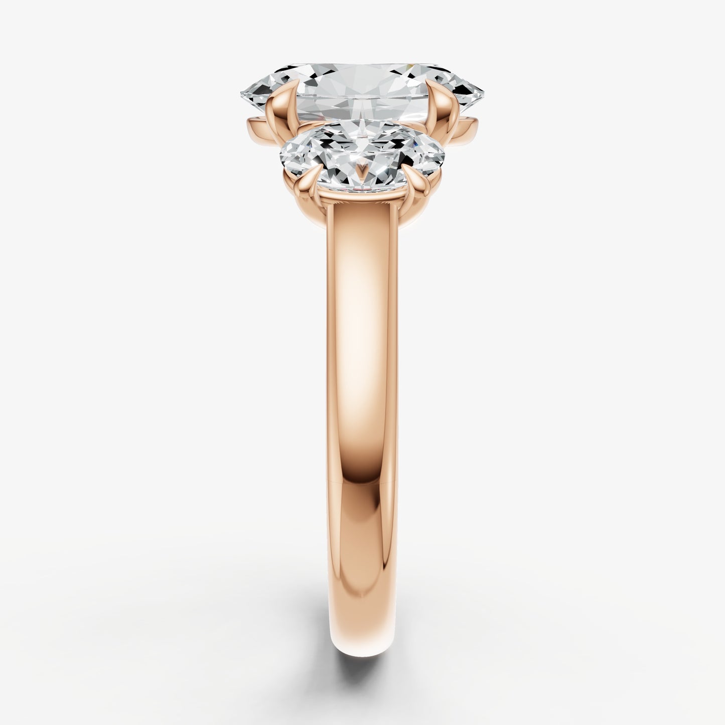 Oval Trilogy Diamond Engagement Ring with 0.50ct Side Stones