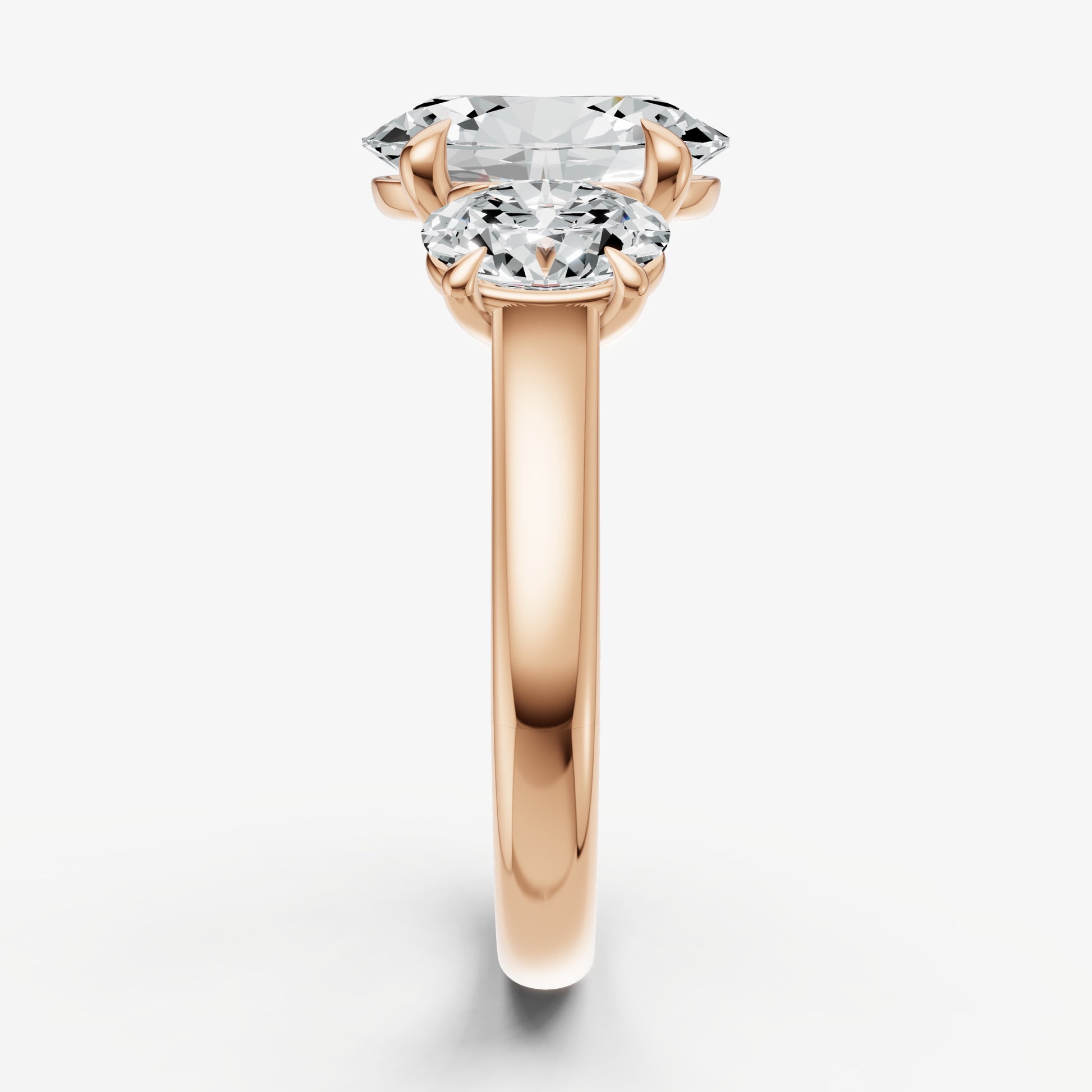 Oval Trilogy Diamond Engagement Ring with 0.50ct Side Stones