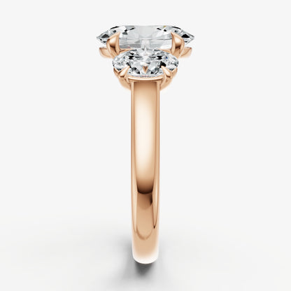 Oval Trilogy Diamond Engagement Ring with 0.50ct Side Stones