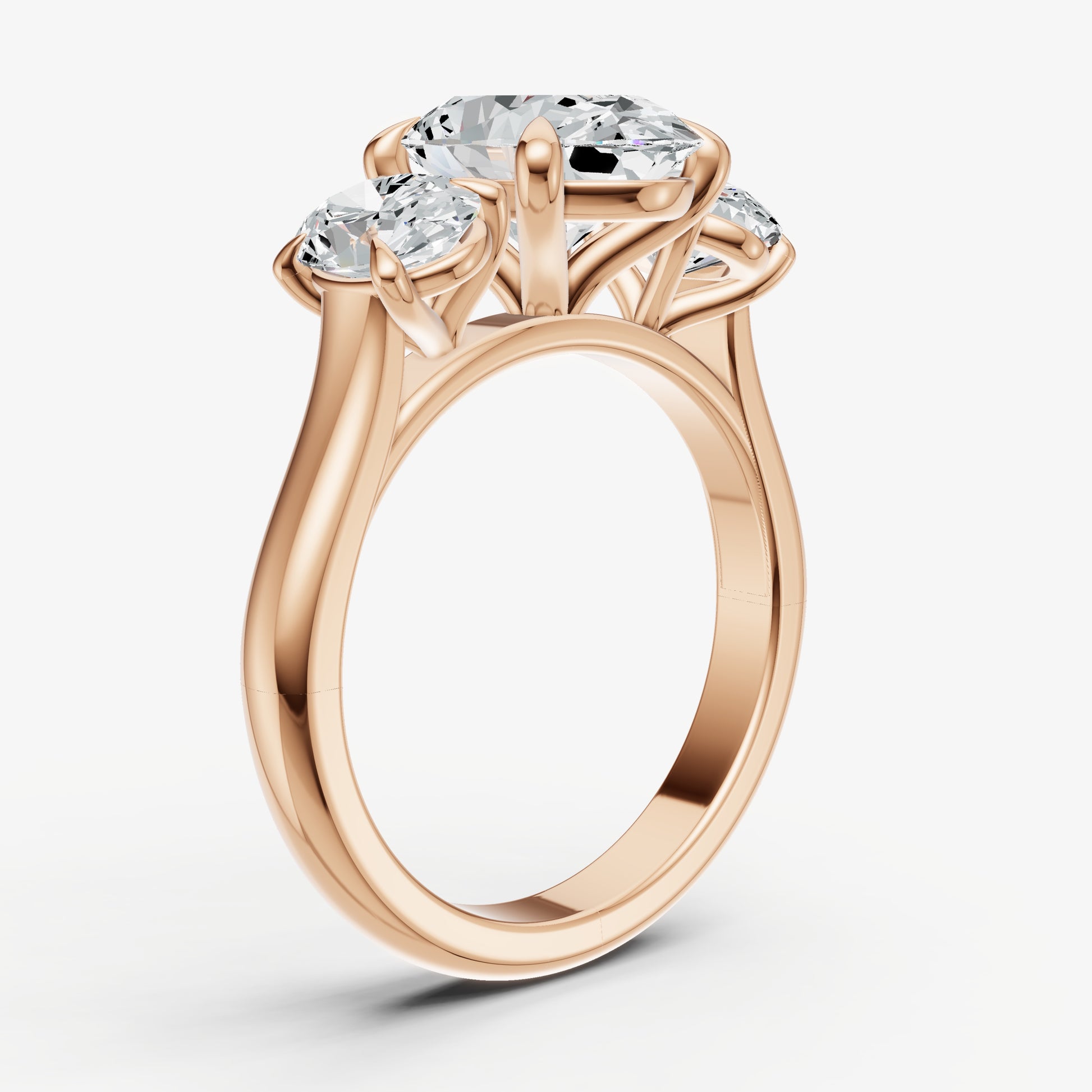 Oval Trilogy Diamond Engagement Ring with 0.50ct Side Stones