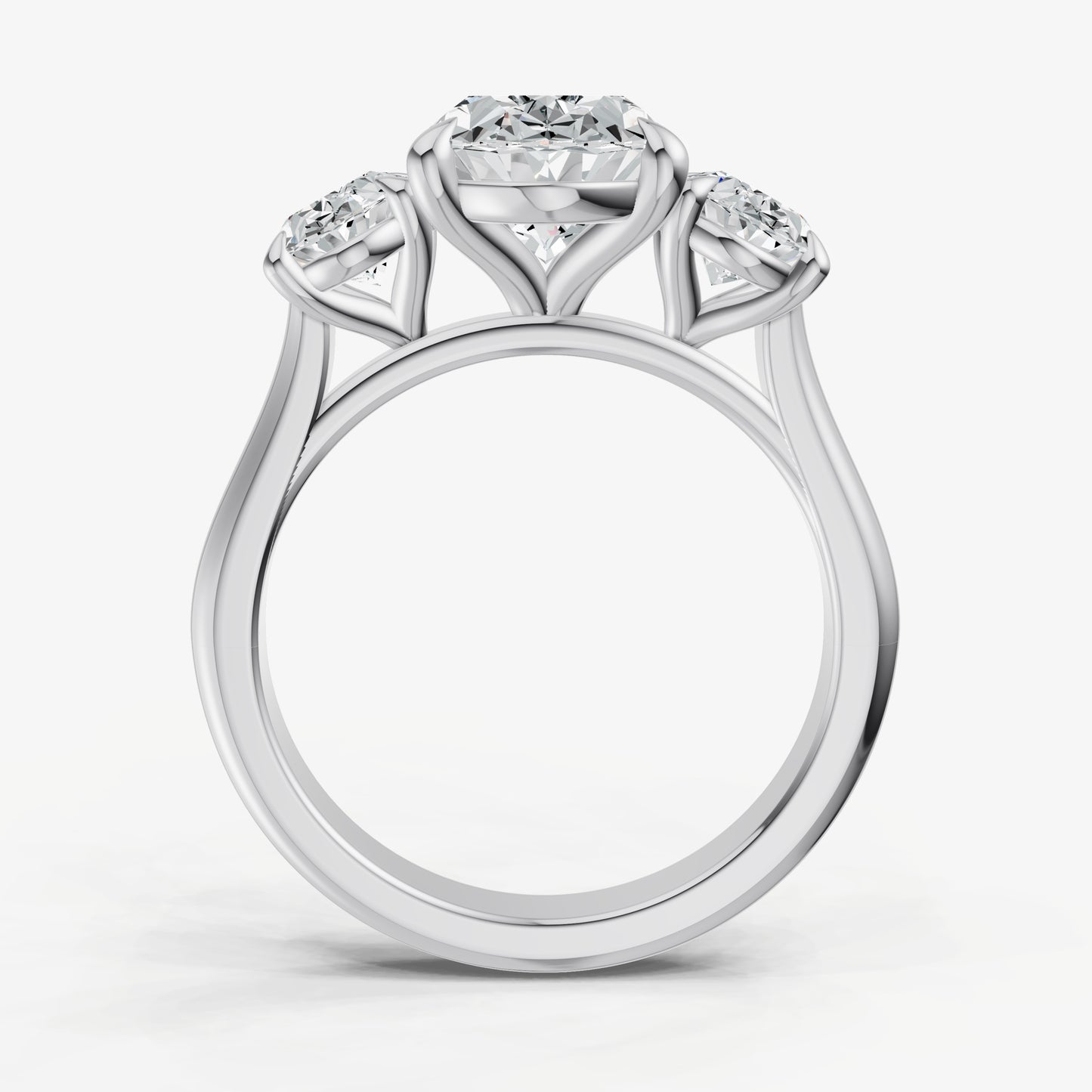 Oval Trilogy Diamond Engagement Ring with 0.50ct Side Stones