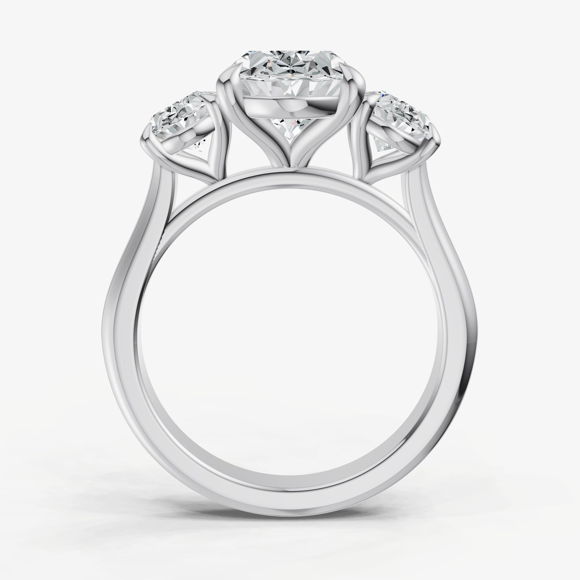 Oval Trilogy Diamond Engagement Ring with 0.50ct Side Stones