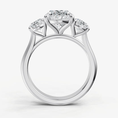 Oval Trilogy Diamond Engagement Ring with 0.50ct Side Stones