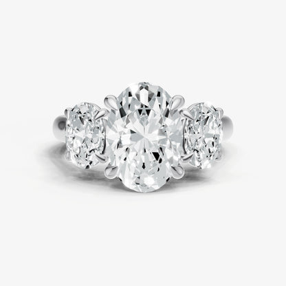 Oval Trilogy Diamond Engagement Ring with 0.50ct Side Stones