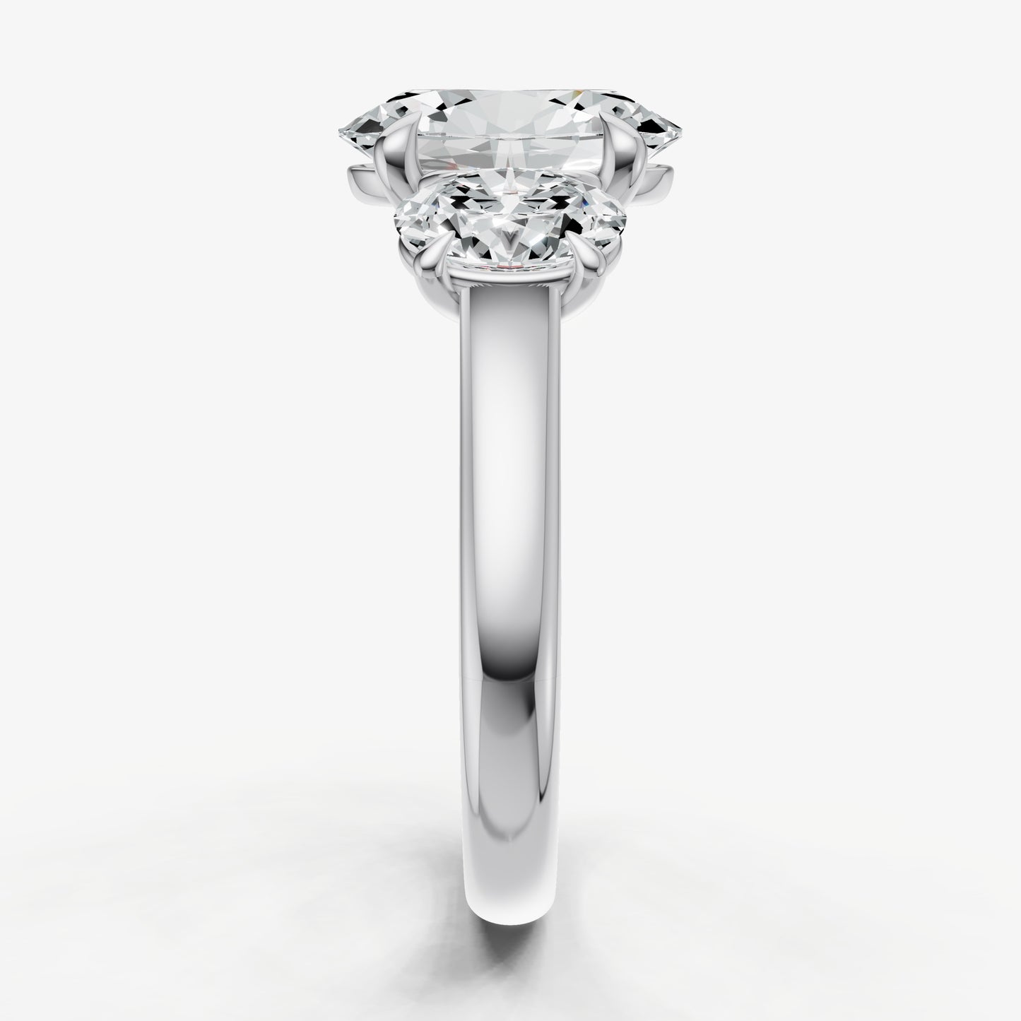 Oval Trilogy Diamond Engagement Ring with 0.50ct Side Stones