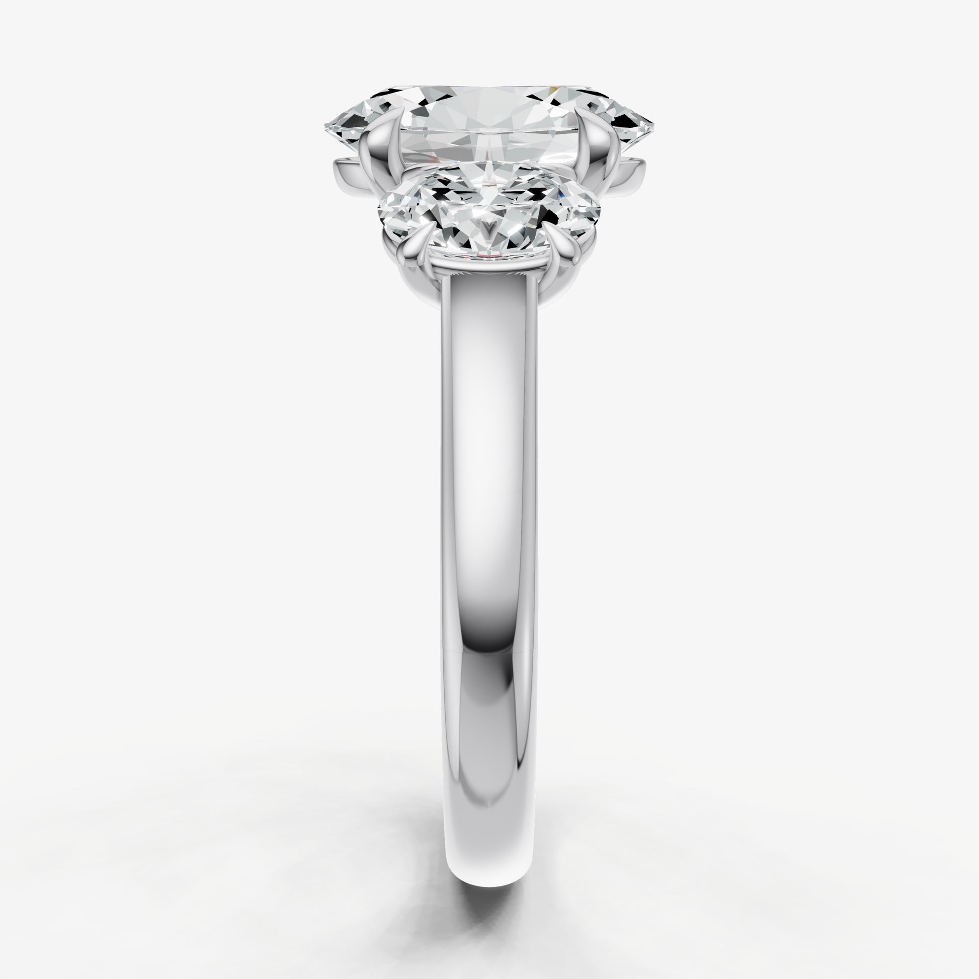 Oval Trilogy Diamond Engagement Ring with 0.50ct Side Stones