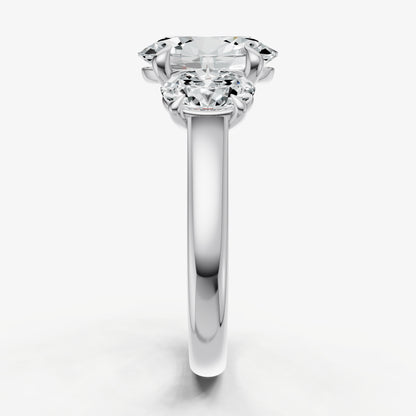Oval Trilogy Diamond Engagement Ring with 0.50ct Side Stones