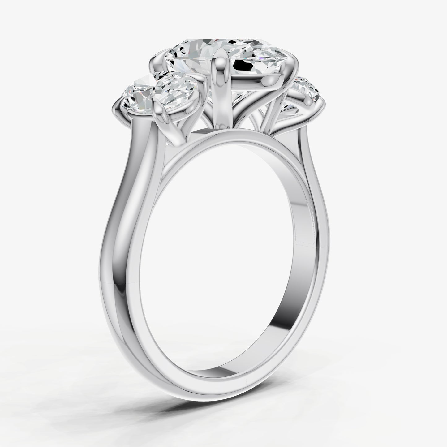 Oval Trilogy Diamond Engagement Ring with 0.50ct Side Stones
