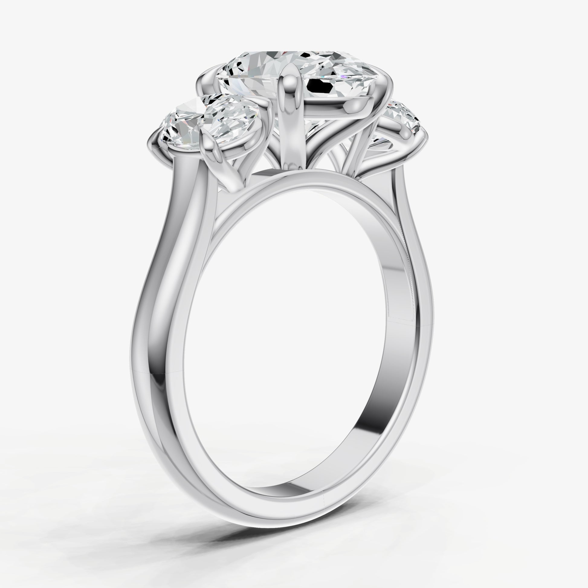 Oval Trilogy Diamond Engagement Ring with 0.50ct Side Stones