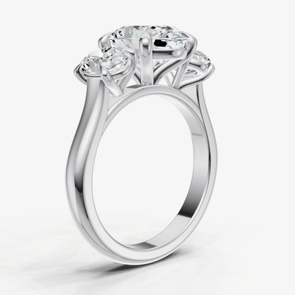 Oval Trilogy Diamond Engagement Ring with 0.50ct Side Stones