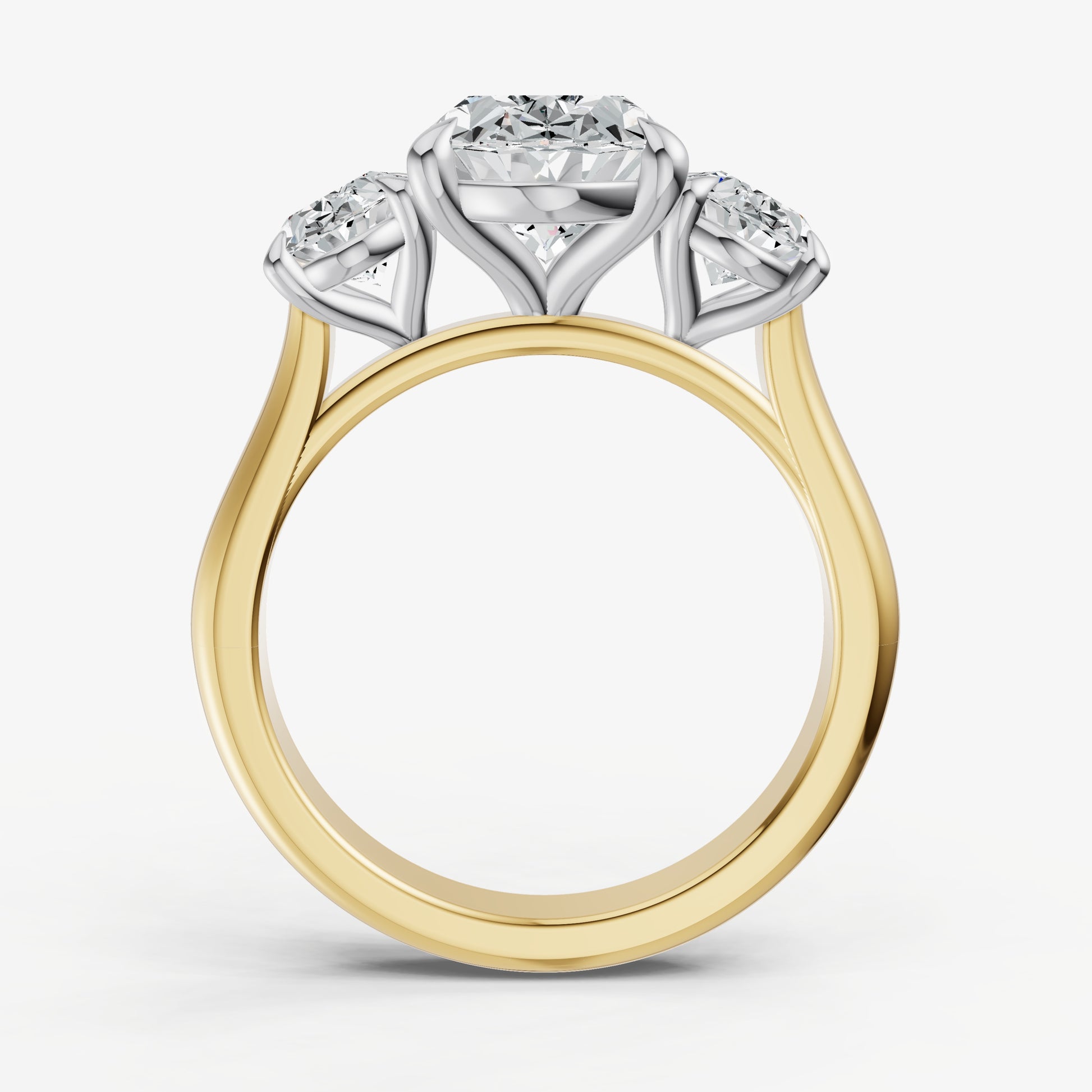 Oval Trilogy Diamond Engagement Ring with 0.50ct Side Stones
