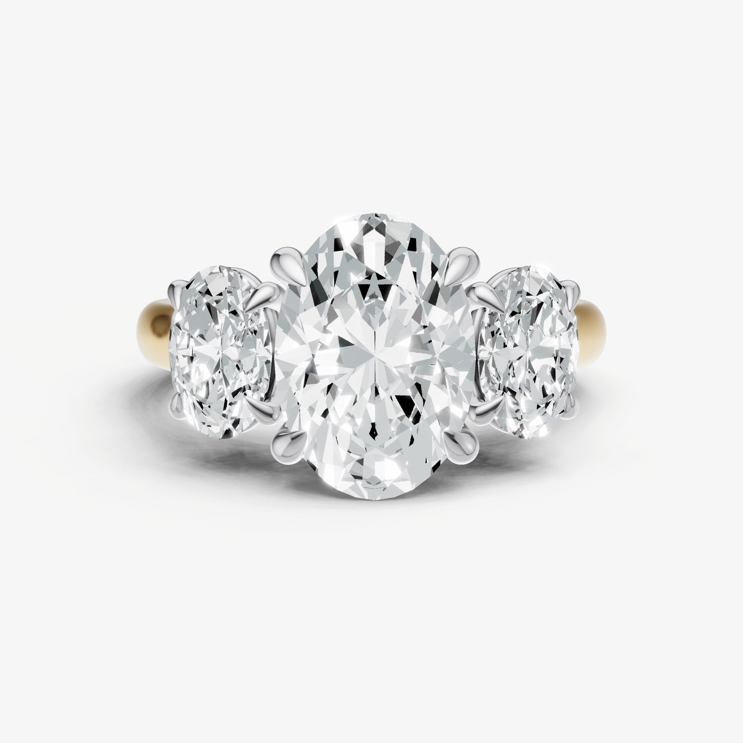Oval Trilogy Diamond Engagement Ring with 0.50ct Side Stones