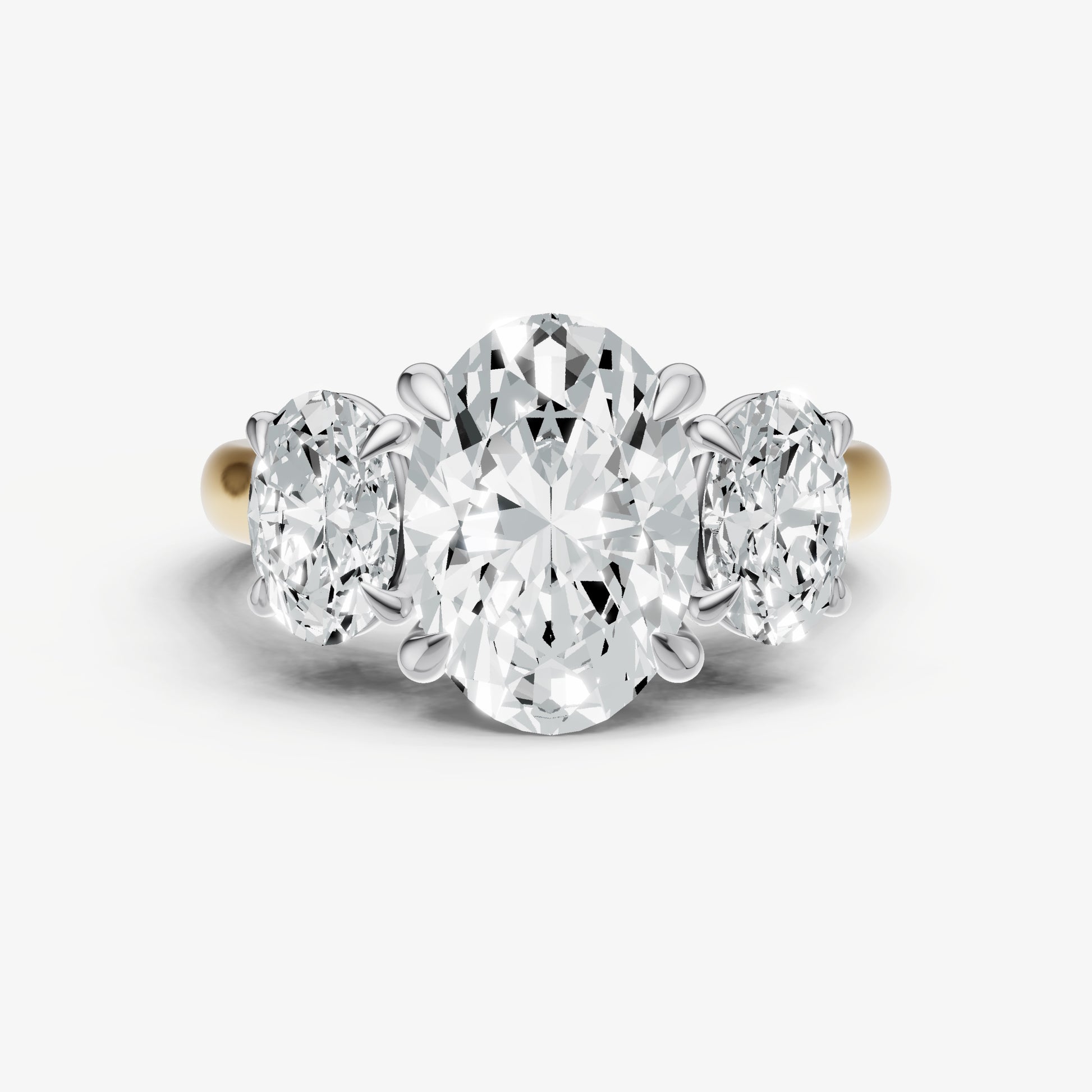 Oval Trilogy Diamond Engagement Ring with 0.50ct Side Stones