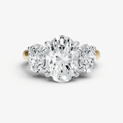 Oval Trilogy Diamond Engagement Ring with 0.50ct Side Stones