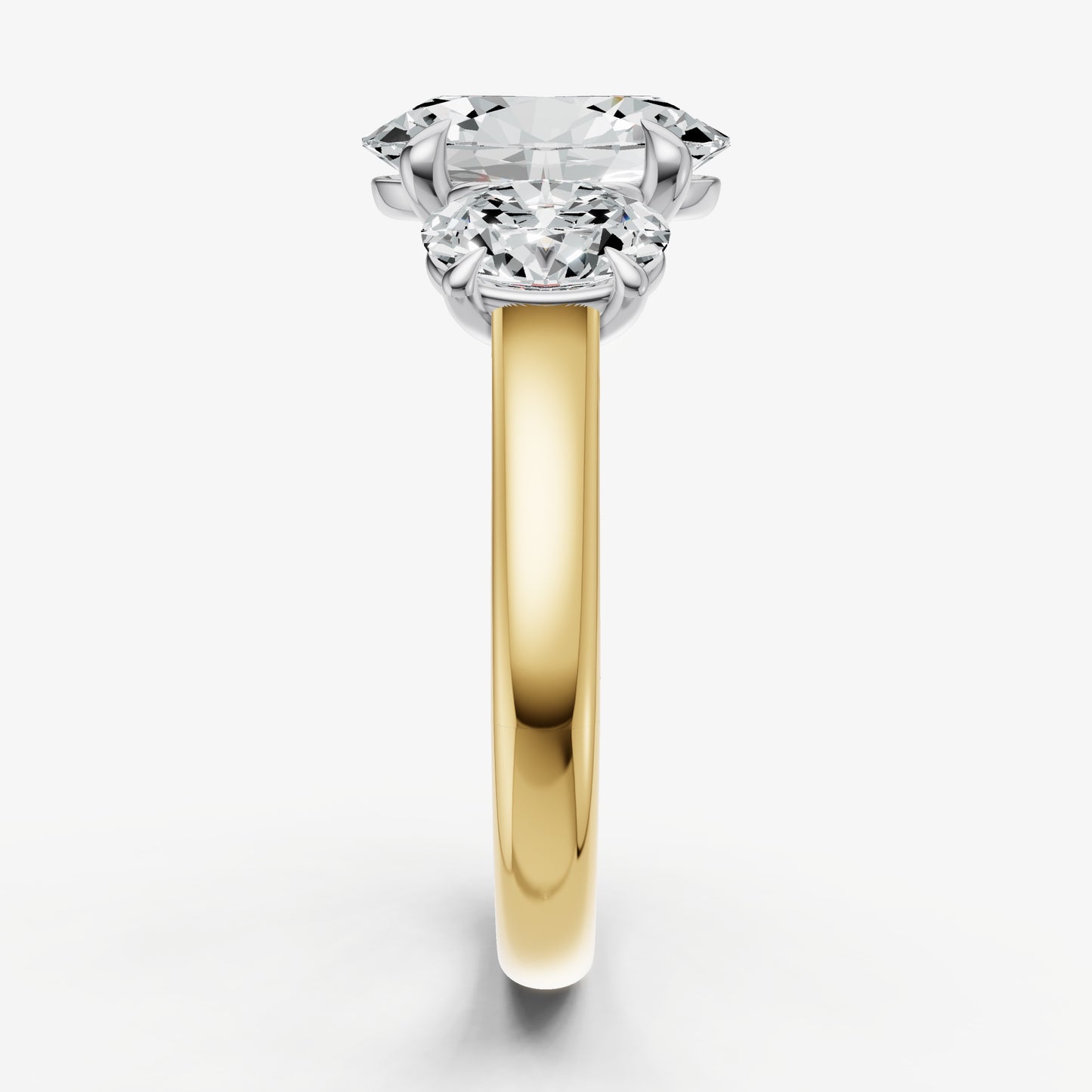 Oval Trilogy Diamond Engagement Ring with 0.50ct Side Stones