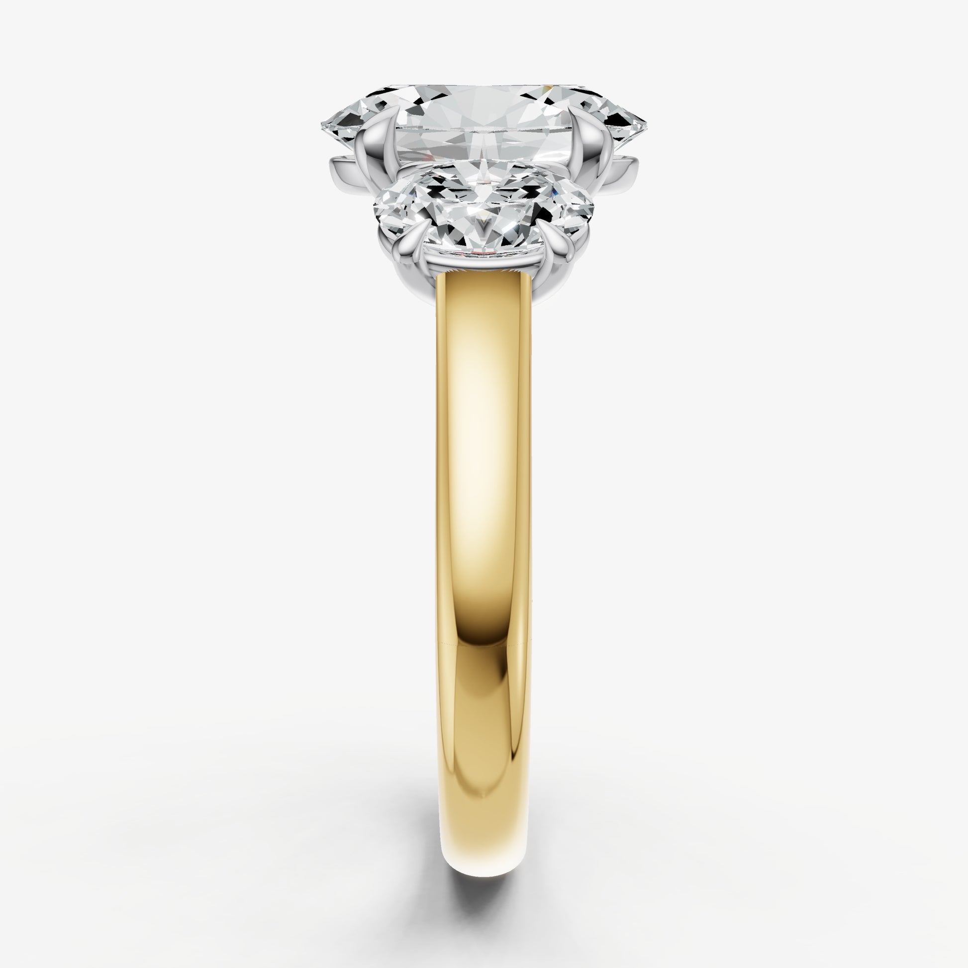 Oval Trilogy Diamond Engagement Ring with 0.50ct Side Stones