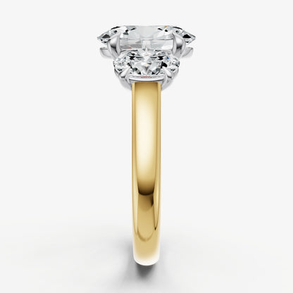 Oval Trilogy Diamond Engagement Ring with 0.50ct Side Stones