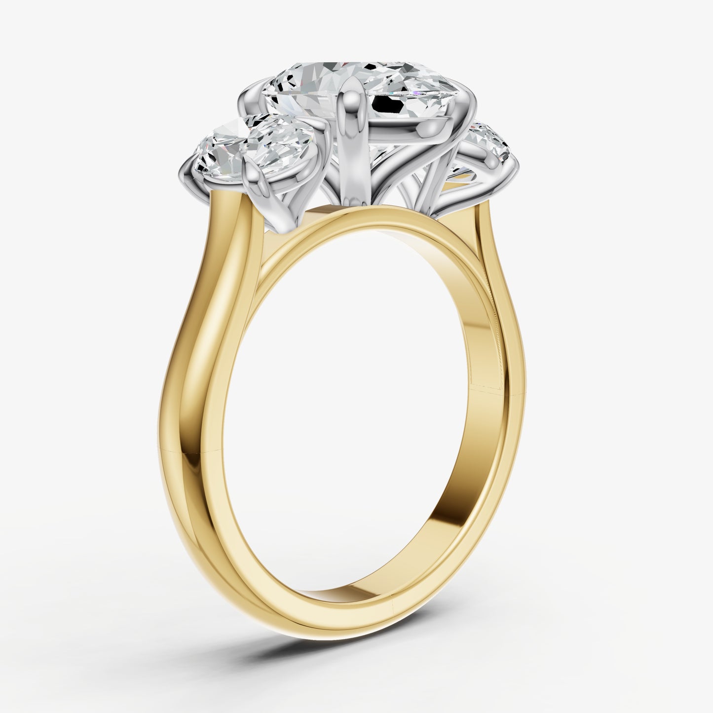 Oval Trilogy Diamond Engagement Ring with 0.50ct Side Stones