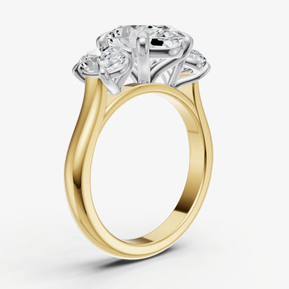Oval Trilogy Diamond Engagement Ring with 0.50ct Side Stones