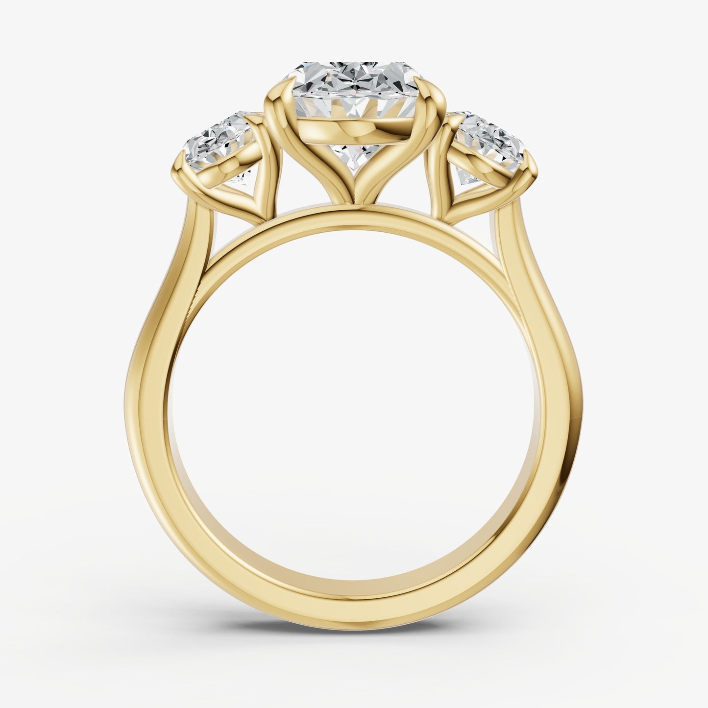 Oval Trilogy Diamond Engagement Ring with 0.50ct Side Stones