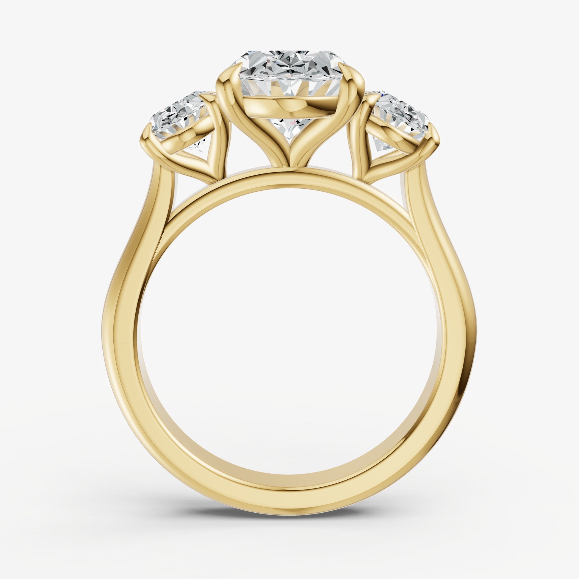 Oval Trilogy Diamond Engagement Ring with 0.50ct Side Stones