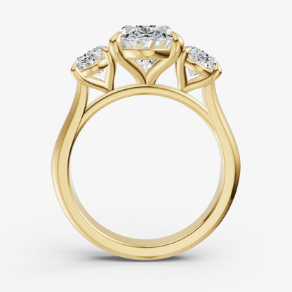 Oval Trilogy Diamond Engagement Ring with 0.50ct Side Stones
