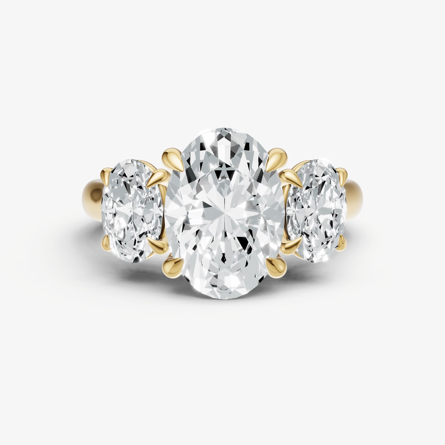 Oval Trilogy Diamond Engagement Ring with 0.50ct Side Stones