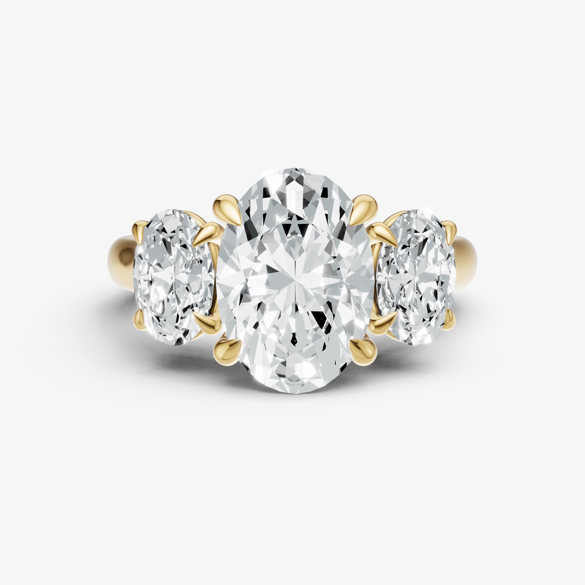 Oval Trilogy Diamond Engagement Ring with 0.50ct Side Stones