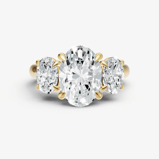 Oval Trilogy Diamond Engagement Ring with 0.50ct Side Stones