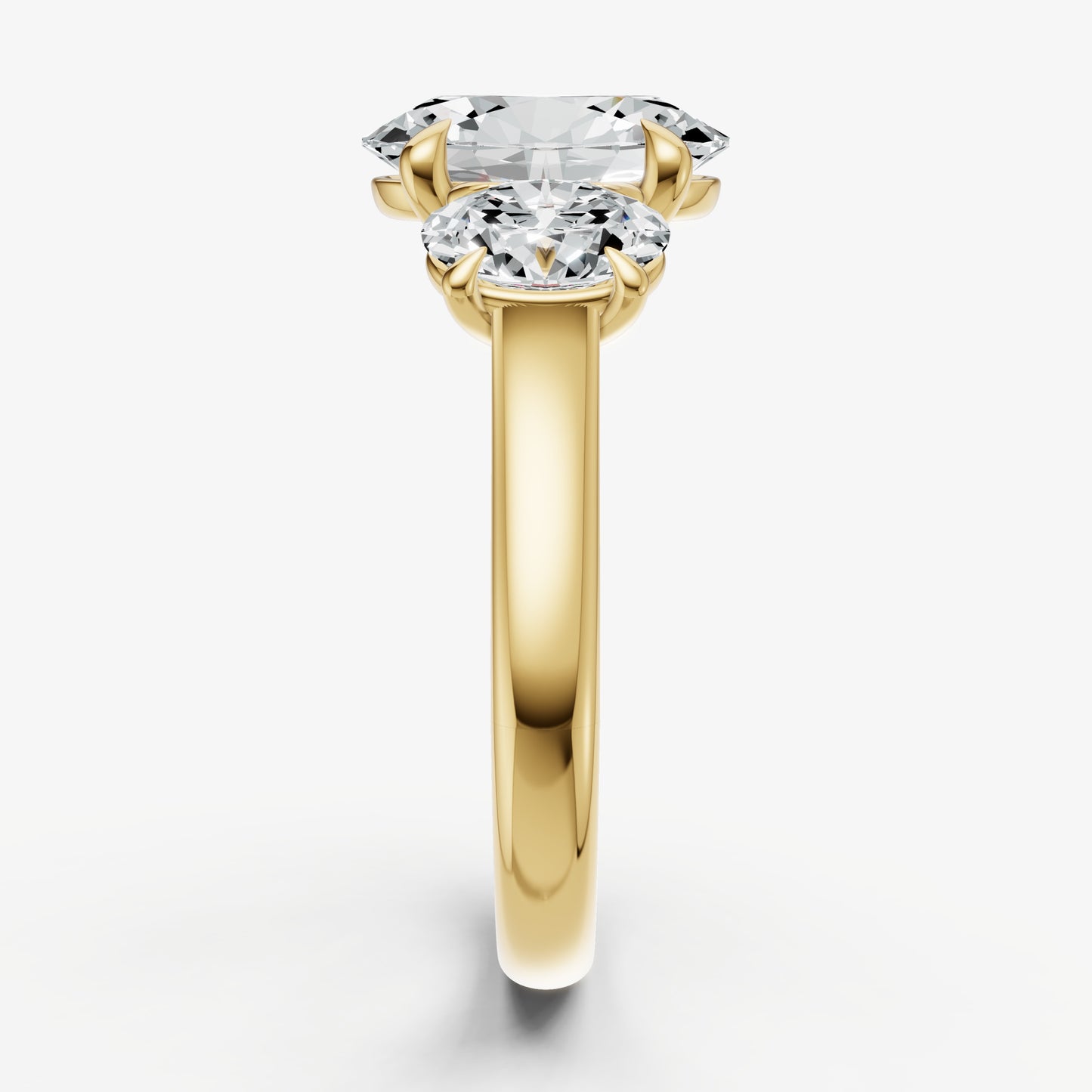 Oval Trilogy Diamond Engagement Ring with 0.50ct Side Stones