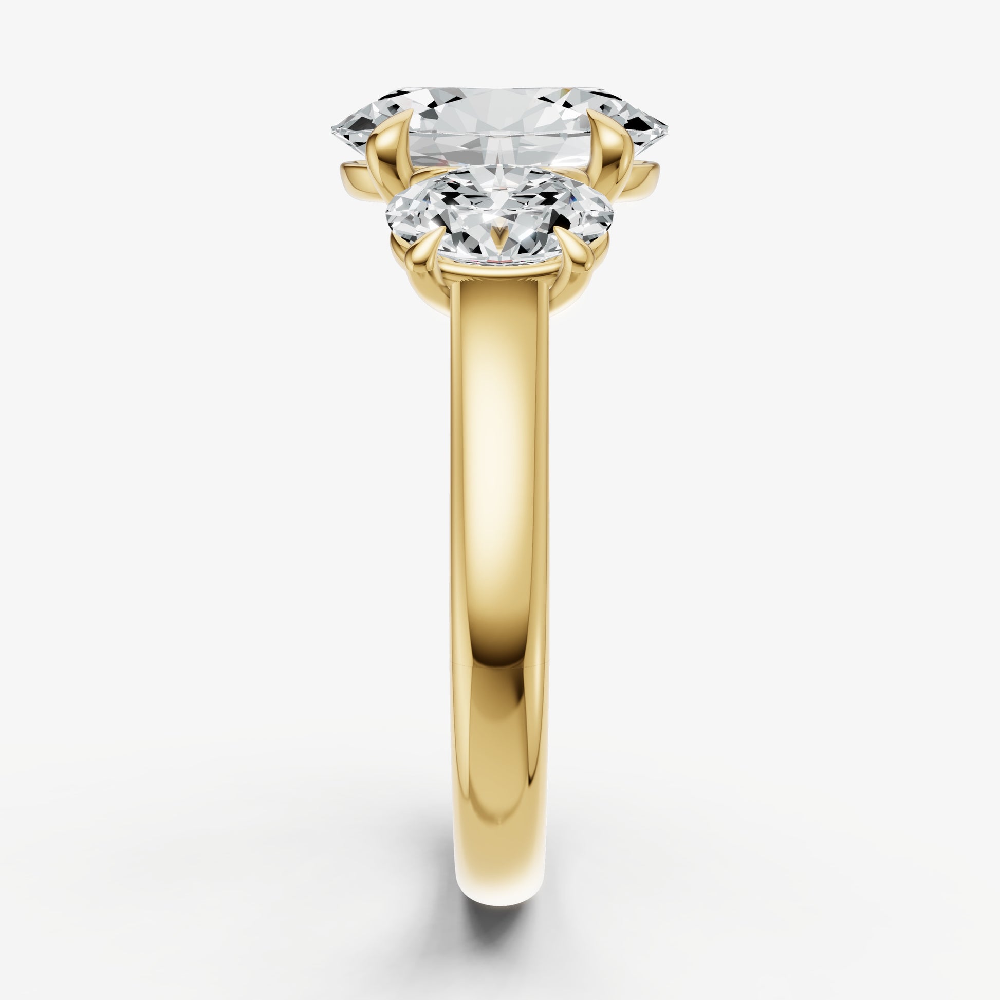 Oval Trilogy Diamond Engagement Ring with 0.50ct Side Stones