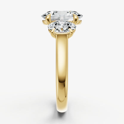 Oval Trilogy Diamond Engagement Ring with 0.50ct Side Stones