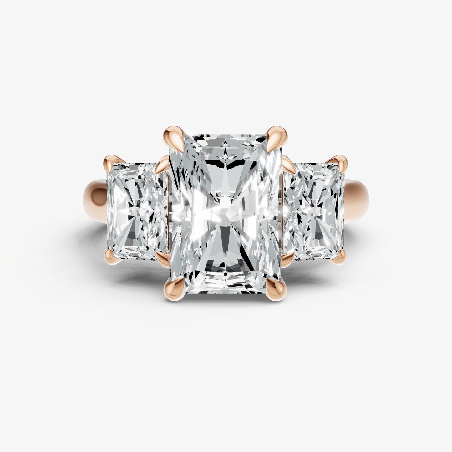Radiant Trilogy Diamond Engagement Ring with 0.50ct Side Stones