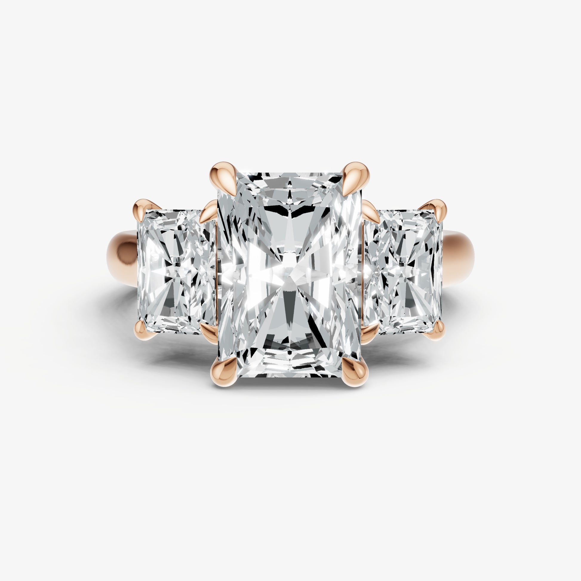 Radiant Trilogy Diamond Engagement Ring with 0.50ct Side Stones