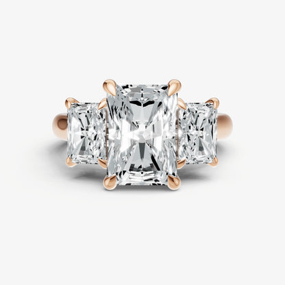 Radiant Trilogy Diamond Engagement Ring with 0.50ct Side Stones