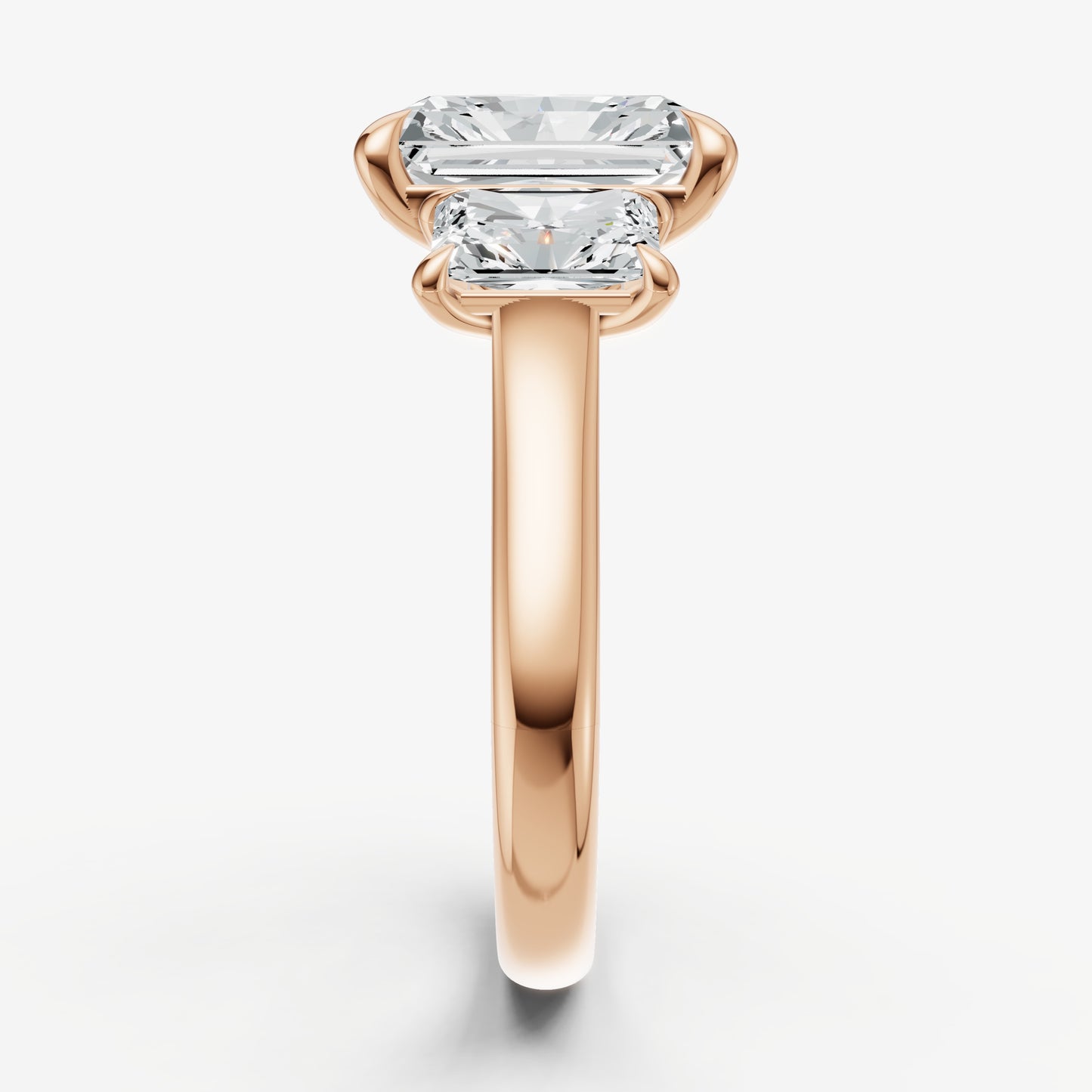 Radiant Trilogy Diamond Engagement Ring with 0.50ct Side Stones