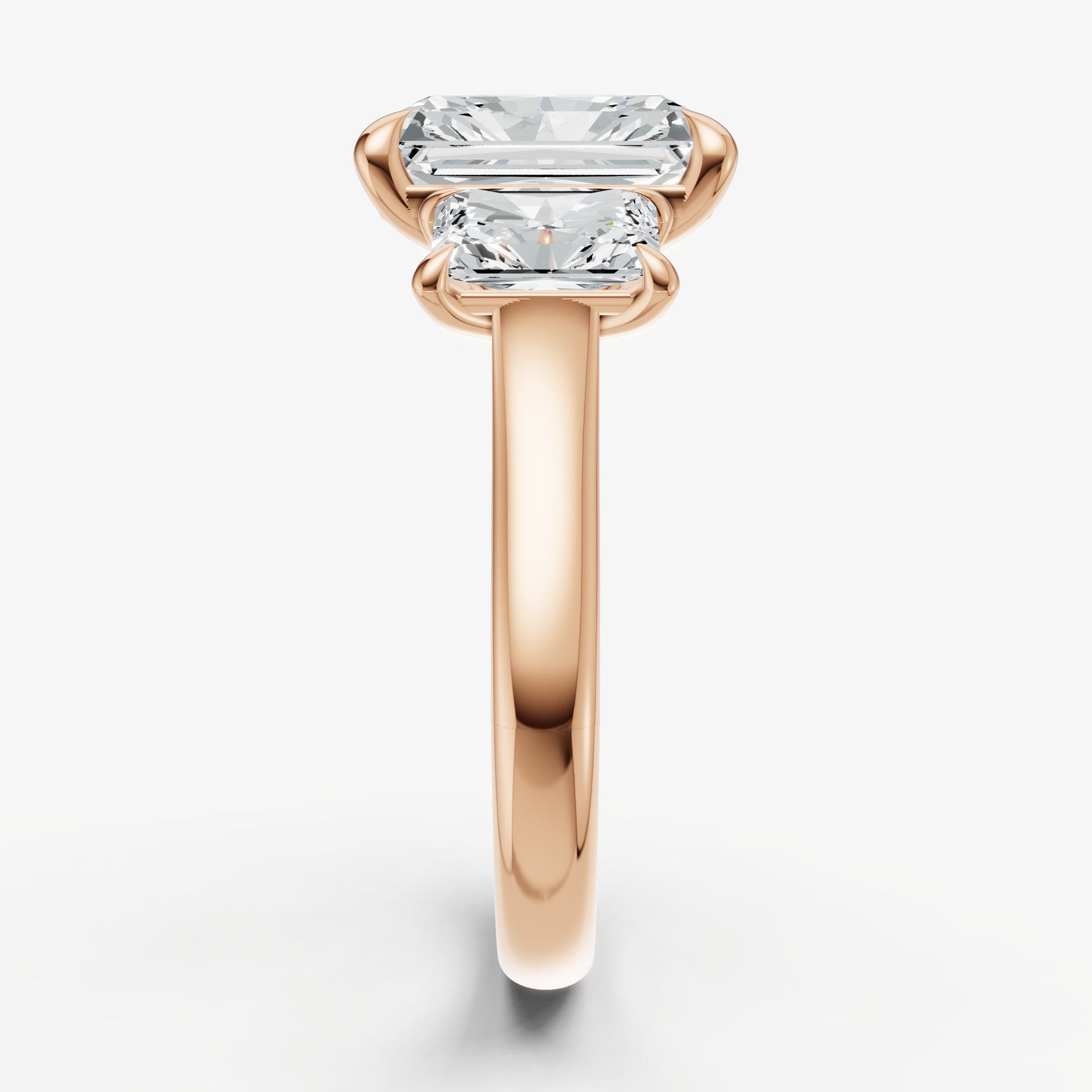 Radiant Trilogy Diamond Engagement Ring with 0.50ct Side Stones