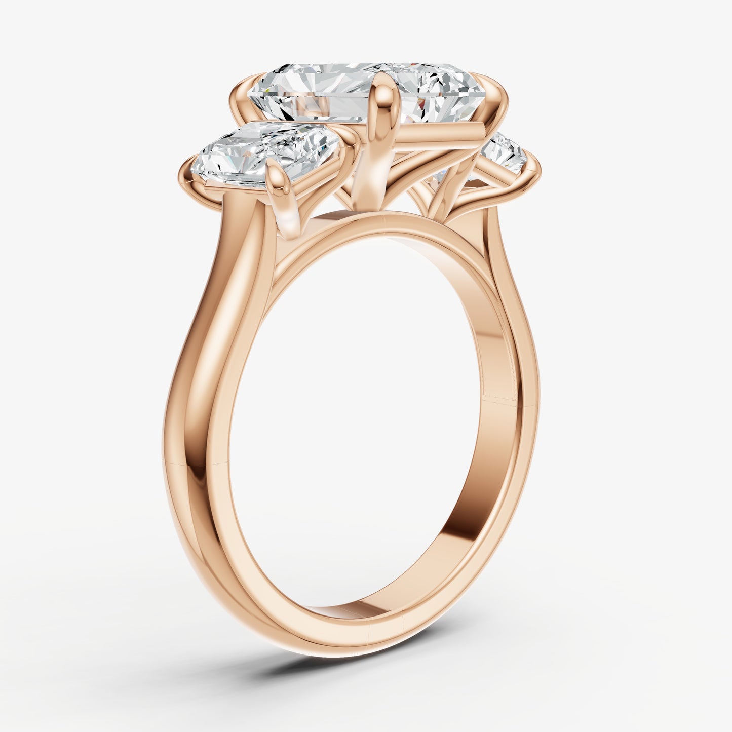 Radiant Trilogy Diamond Engagement Ring with 0.50ct Side Stones