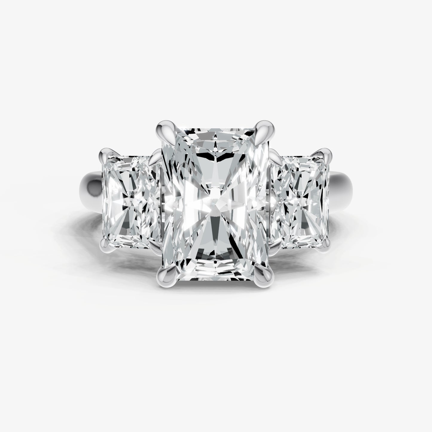 Radiant Trilogy Diamond Engagement Ring with 0.50ct Side Stones