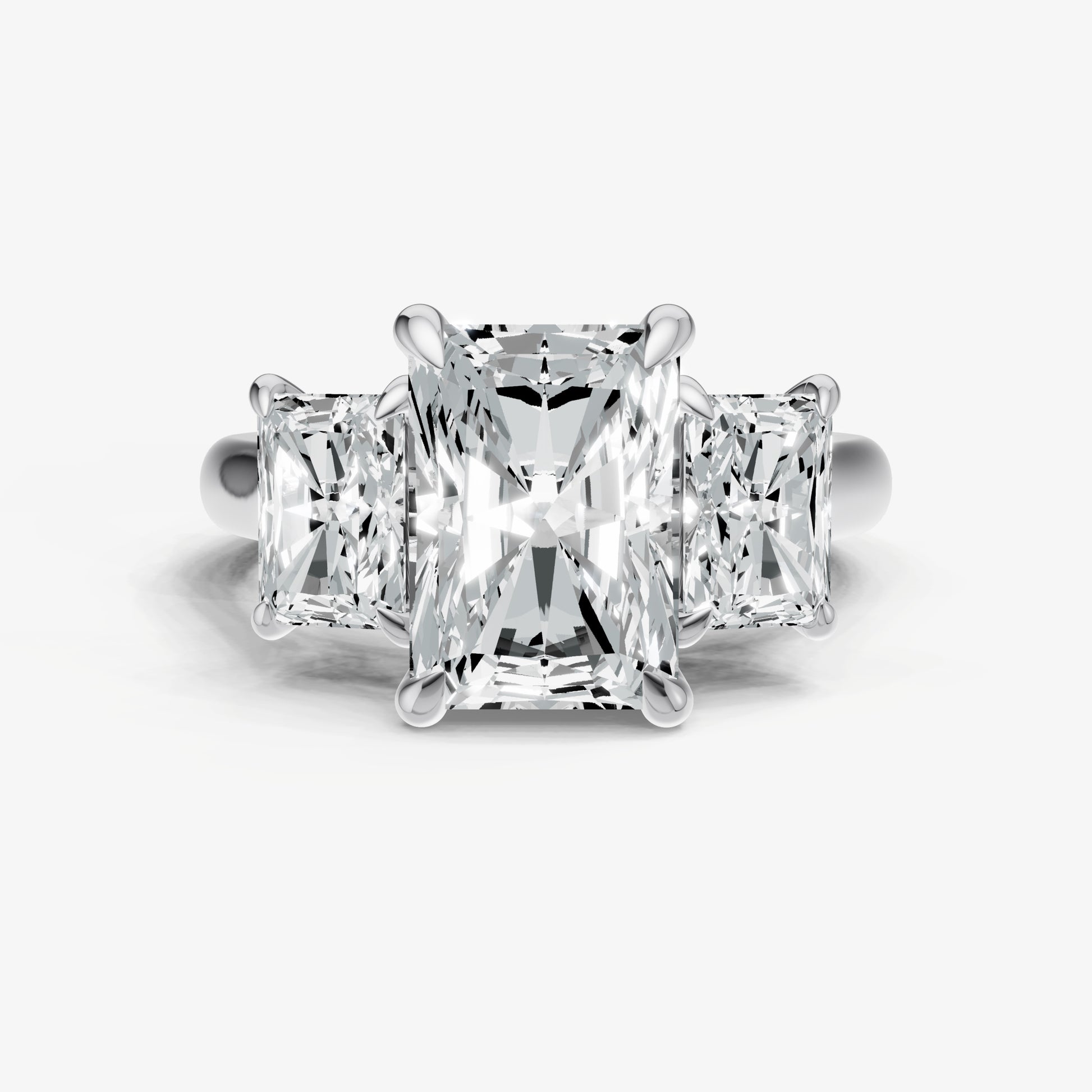 Radiant Trilogy Diamond Engagement Ring with 0.50ct Side Stones