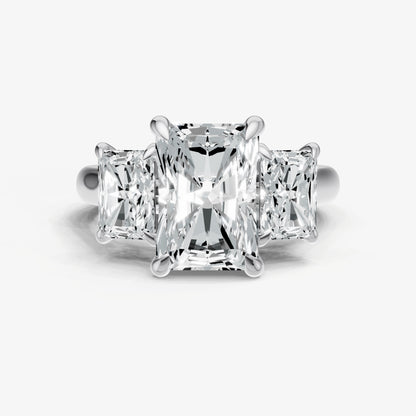 Radiant Trilogy Diamond Engagement Ring with 0.50ct Side Stones