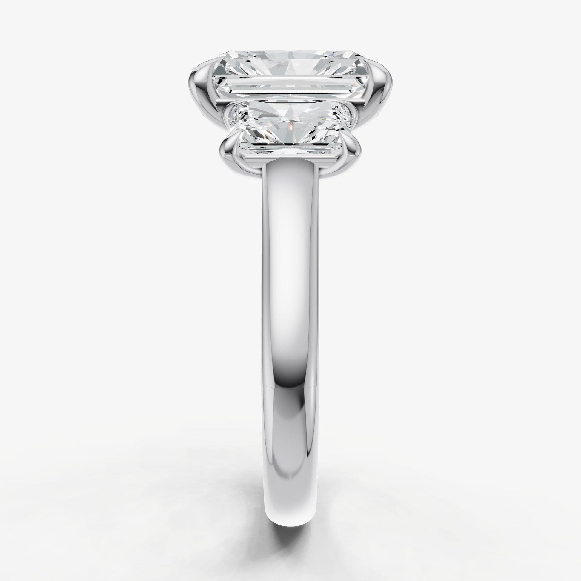 Radiant Trilogy Diamond Engagement Ring with 0.50ct Side Stones