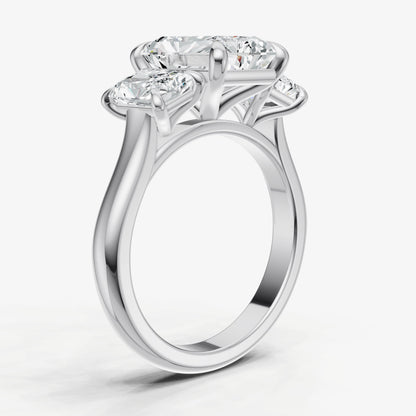 Radiant Trilogy Diamond Engagement Ring with 0.50ct Side Stones