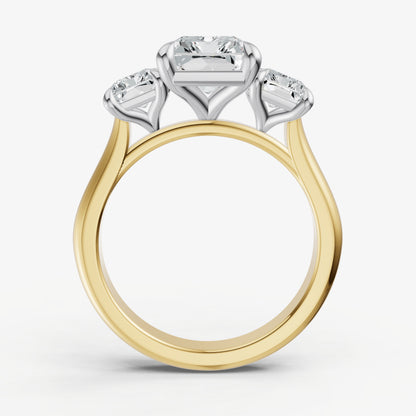 Radiant Trilogy Diamond Engagement Ring with 0.50ct Side Stones