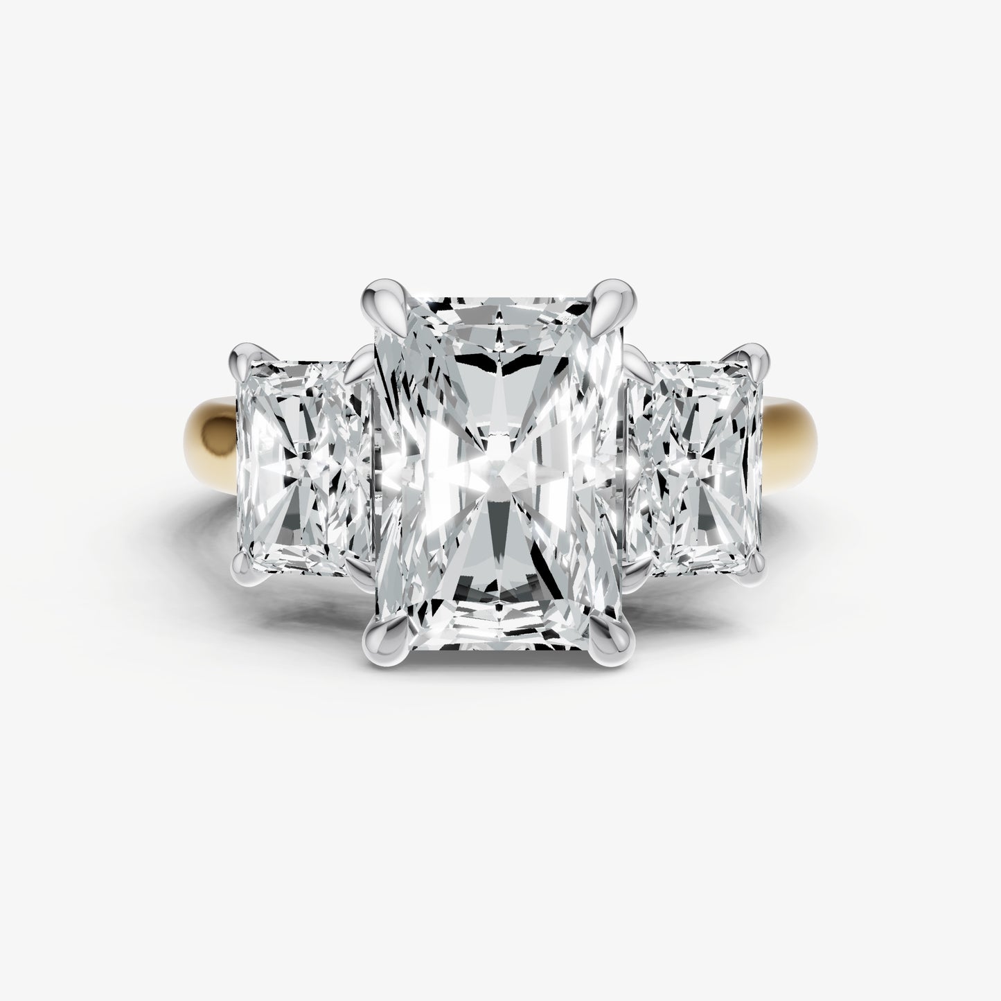 Radiant Trilogy Diamond Engagement Ring with 0.50ct Side Stones