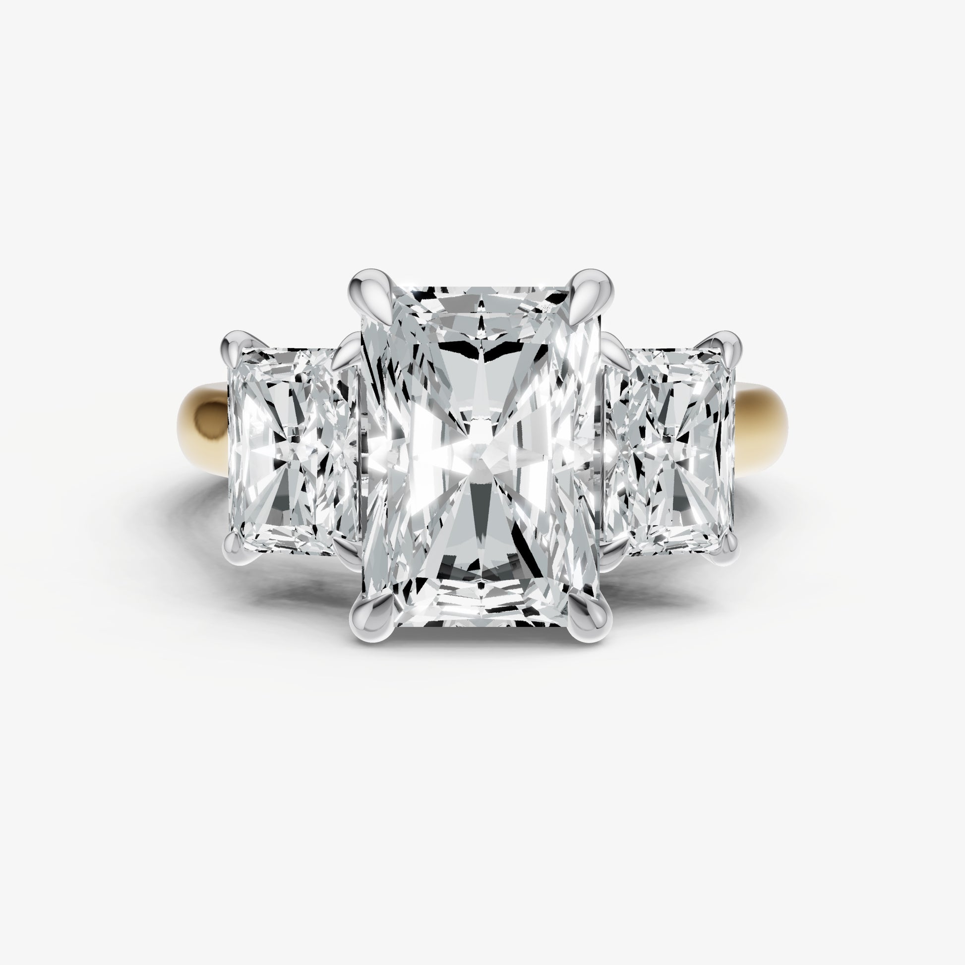 Radiant Trilogy Diamond Engagement Ring with 0.50ct Side Stones