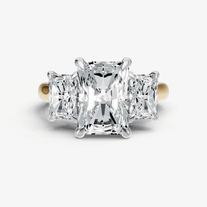 Radiant Trilogy Diamond Engagement Ring with 0.50ct Side Stones