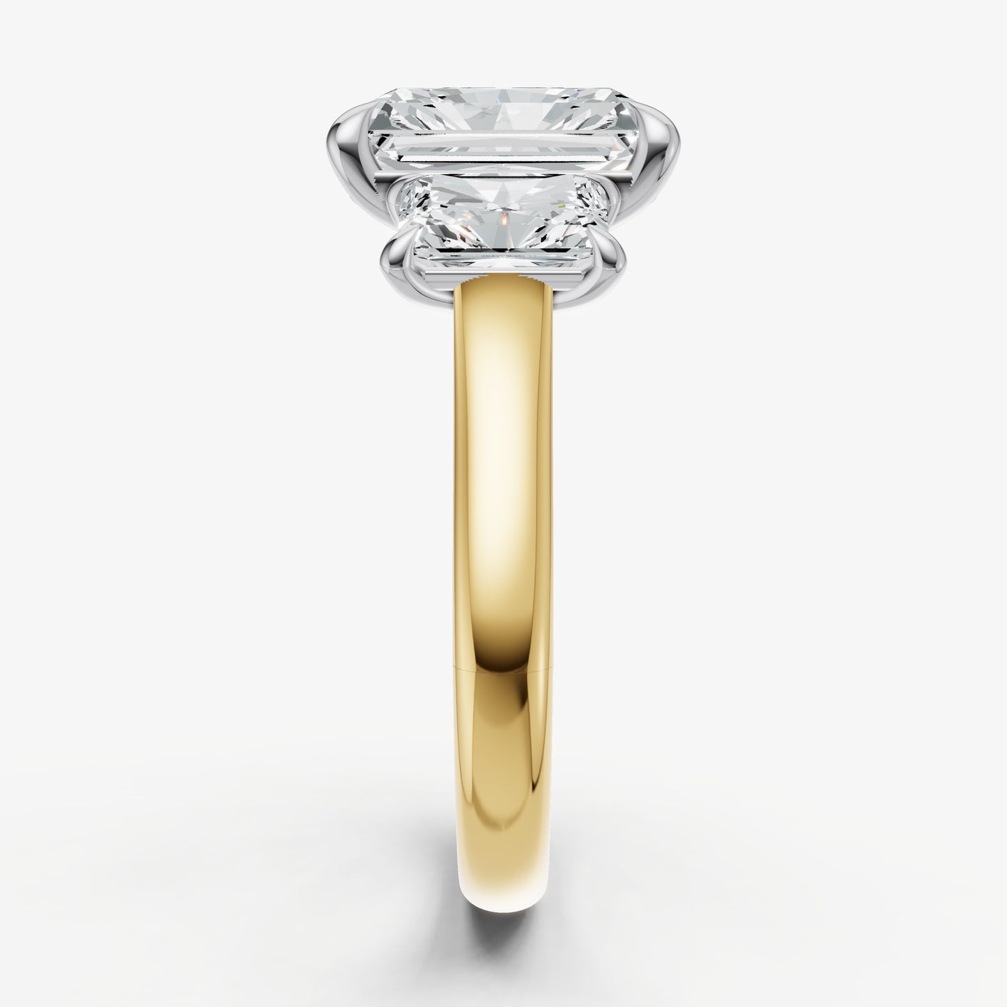 Radiant Trilogy Diamond Engagement Ring with 0.50ct Side Stones