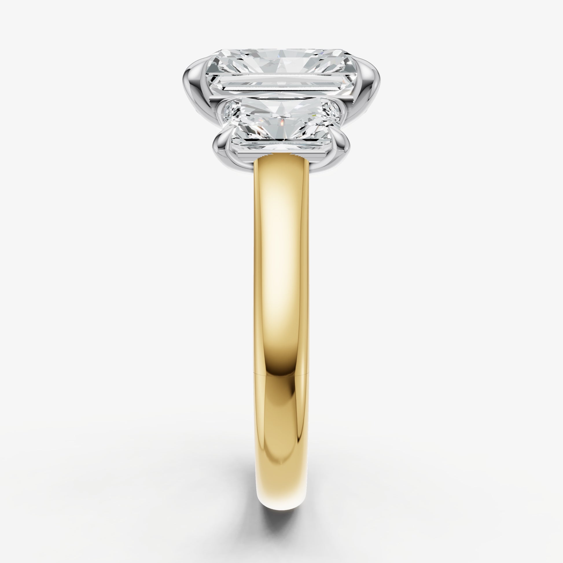 Radiant Trilogy Diamond Engagement Ring with 0.50ct Side Stones
